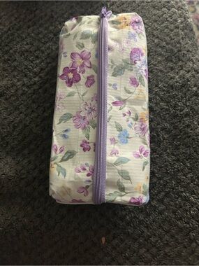 Hand Crafted Lavender Zipper Floral Pencil Case